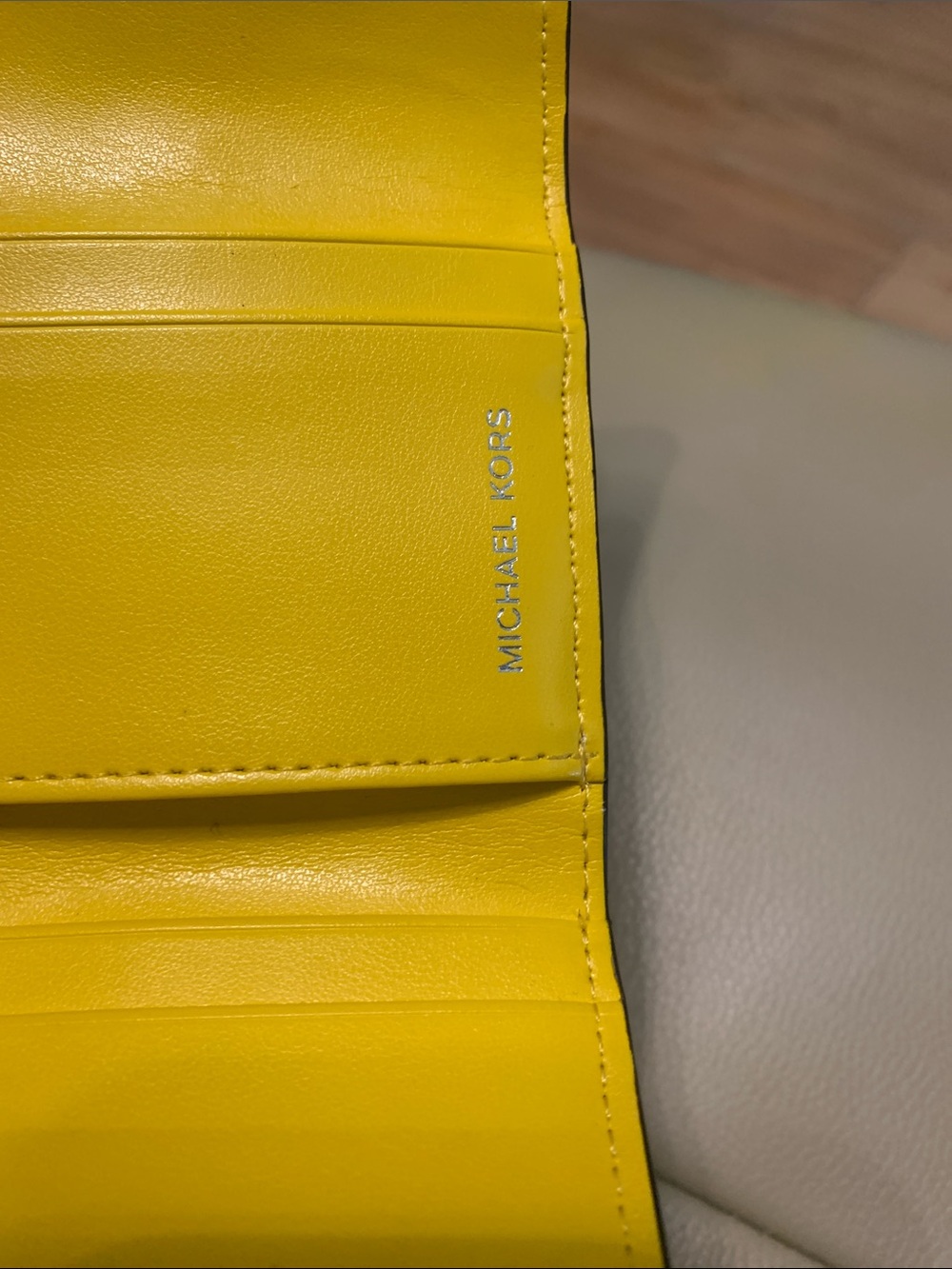 Michael Kors Bright Yellow Leather Buckle Compact Wallet - Picture 3 of 5